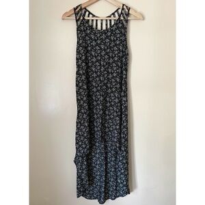 Forever 21 • L • Scoop Neck Strappy Plunge Back High Low Midi Dress Floral Print